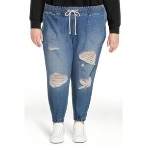 Blue Distressed Joggers